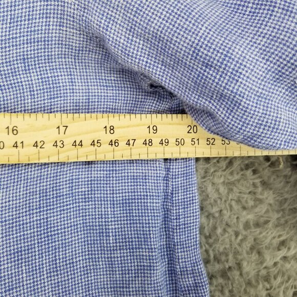 Boho Chic Shirt Womens Small Blue 100% Linen Button Up Long Sleeve - Picture 5 of 12